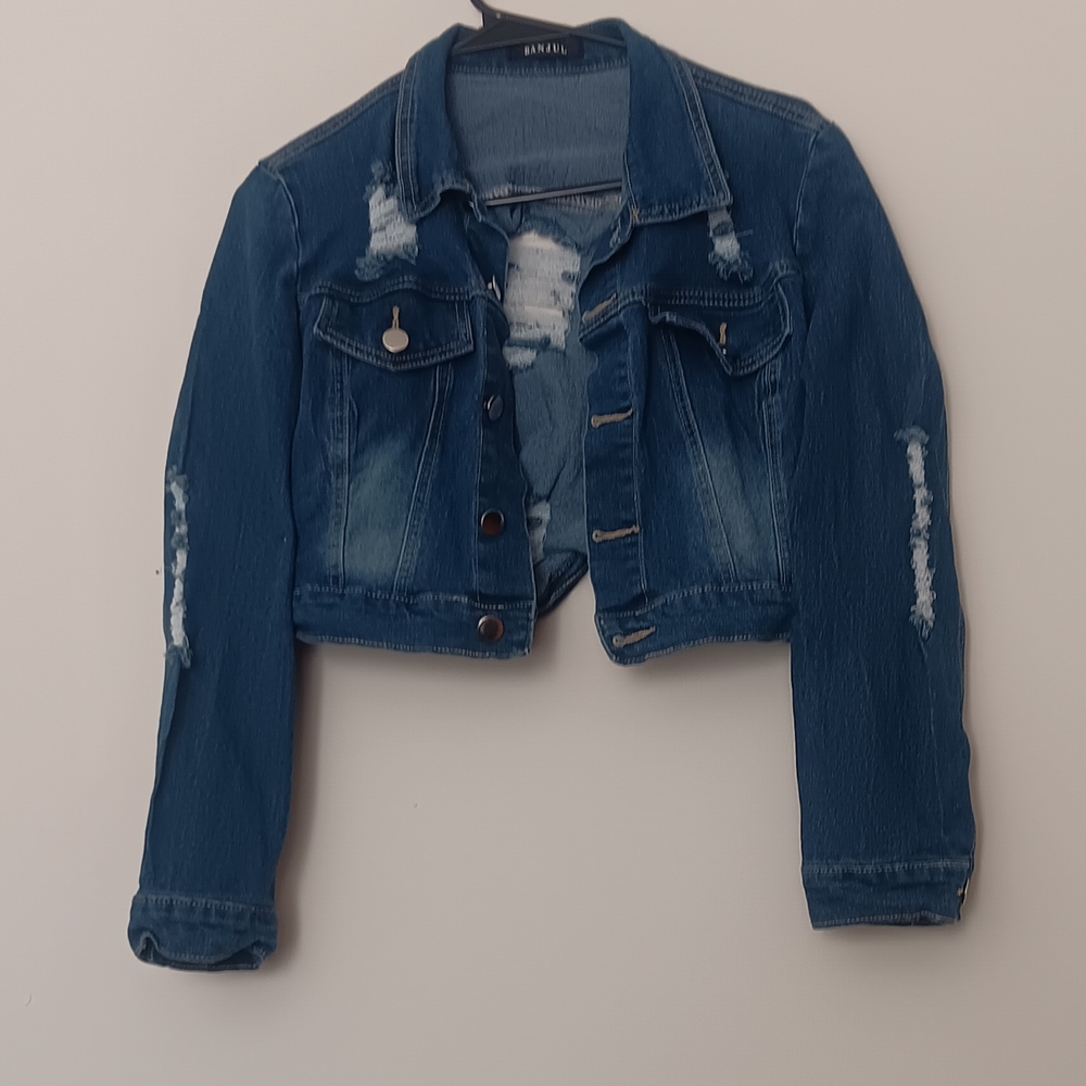 Denim Crop Jean Jacket - Blue